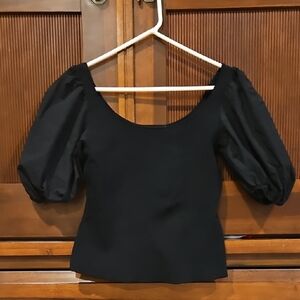 Theory Black Puff Sleeve Blouse